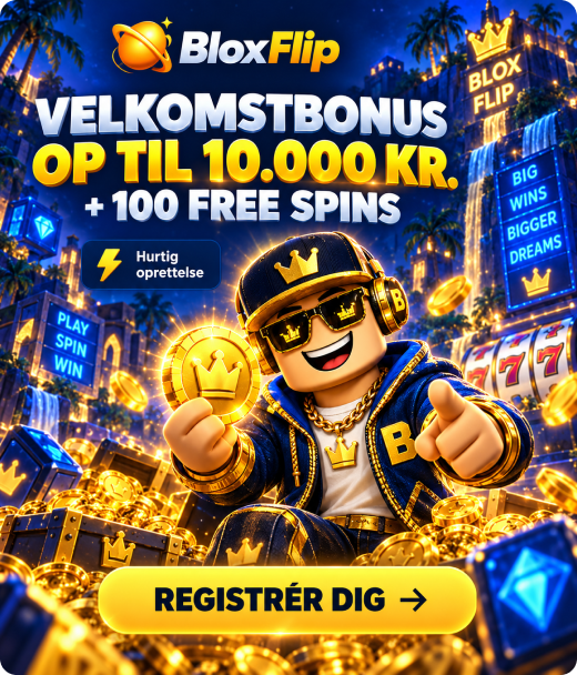 BloxFlip registrering med velkomstbonus på op til 10.000 kr. + 100 free spins